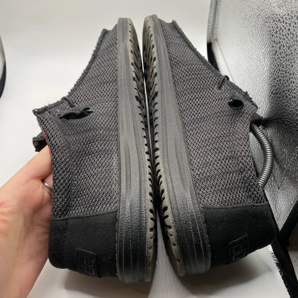 Hey Dude Wally Sox Jet Black mens loafers size 10